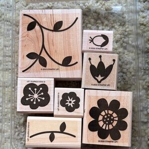 Floral Wooden Rubber Stamp Set - Two-Step Stampin’ Buds & Blossoms